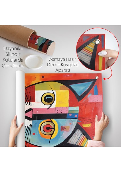 Pablo Picasso Tarzı - Soyut Renkli Kedi Duvar ÖRTÜSÜ-7372 indirimleri