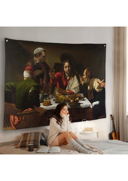 Caravaggio - Emmaus'ta Akşam Yemeği Duvar Örtüsü - Supper At EMMAUS-7137