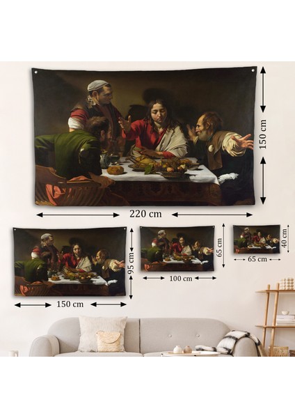 Caravaggio - Emmaus'ta Akşam Yemeği Duvar Örtüsü - Supper At EMMAUS-7137