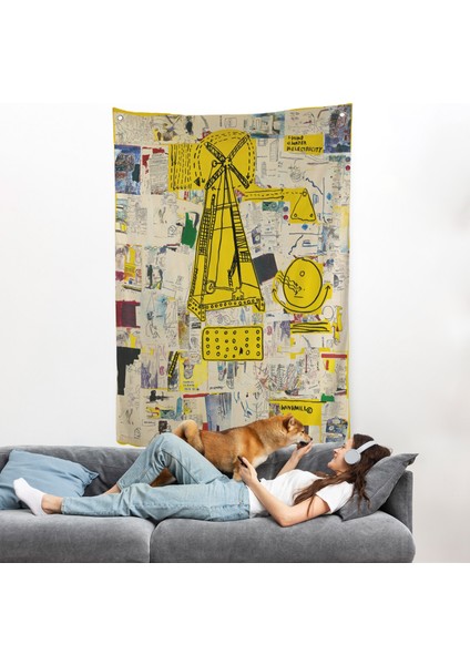 Jean-Michel Basquiat - Yel Değirmeni Duvar Örtüsü - WINDMILL-7383