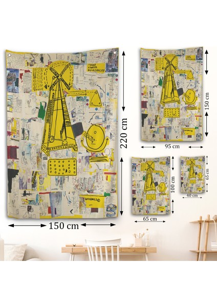 Jean-Michel Basquiat - Yel Değirmeni Duvar Örtüsü - WINDMILL-7383 fırsatları