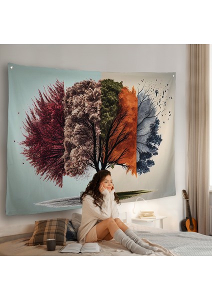 Dört Mevsim Ağaçlar Duvar ÖRTÜSÜ-7226