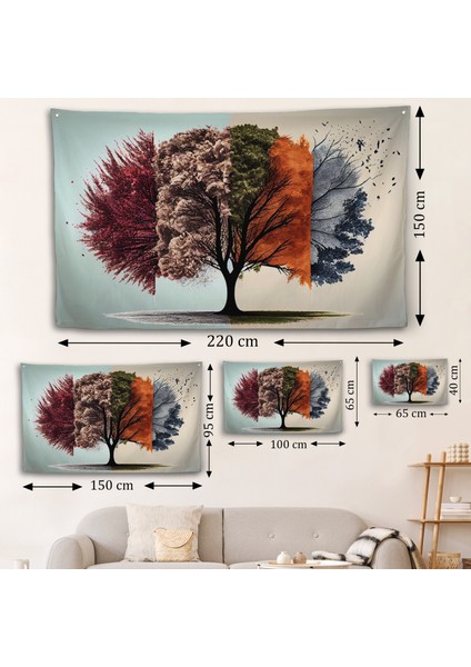 Dört Mevsim Ağaçlar Duvar ÖRTÜSÜ-7226