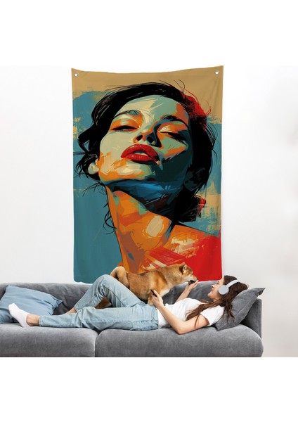 Pop Art Tarzda Güzel Kadın Duvar ÖRTÜSÜ-7709