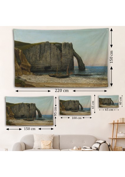Gustave Courbet - Etretat Kayalıkları Duvar ÖRTÜSÜ-7073