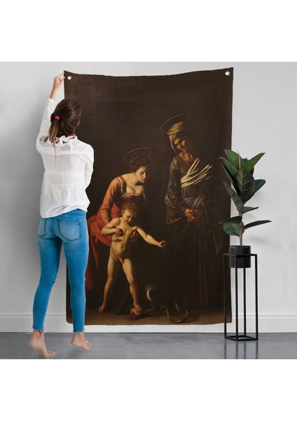 Caravaggio - Madonna ve Çocuk, Aziz Anne ile Duvar ÖRTÜSÜ-7359 modelleri