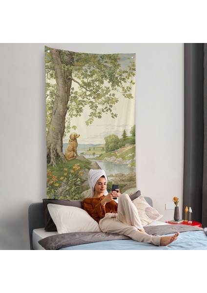 Manzarayı Izleyen Yalnız Köpek Duvar ÖRTÜSÜ-7525 fiyatları