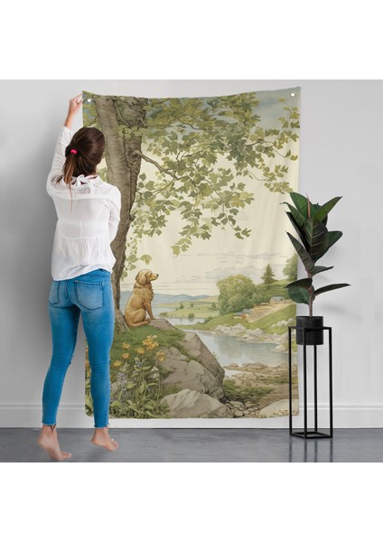 Manzarayı Izleyen Yalnız Köpek Duvar ÖRTÜSÜ-7525 modelleri