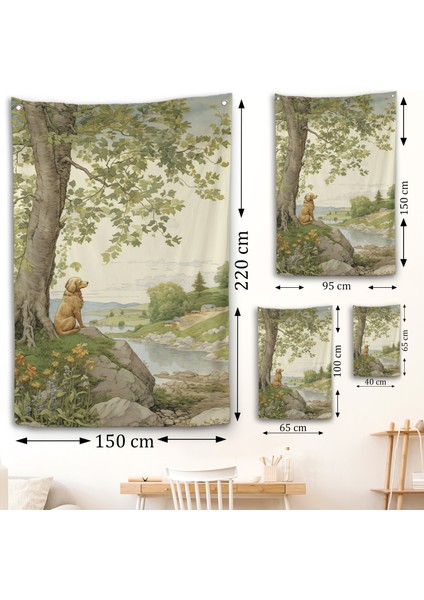 Manzarayı Izleyen Yalnız Köpek Duvar ÖRTÜSÜ-7525 fırsatları