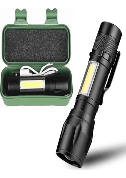 Klaus USB Şarjlı El Feneri 3W+1W 400MAH KE47701