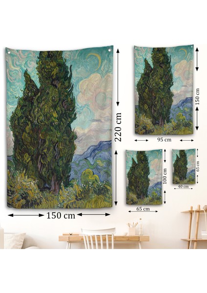 Vincent Van Gogh - Selviler Duvar Örtüsü - CYPRESSES-7475
