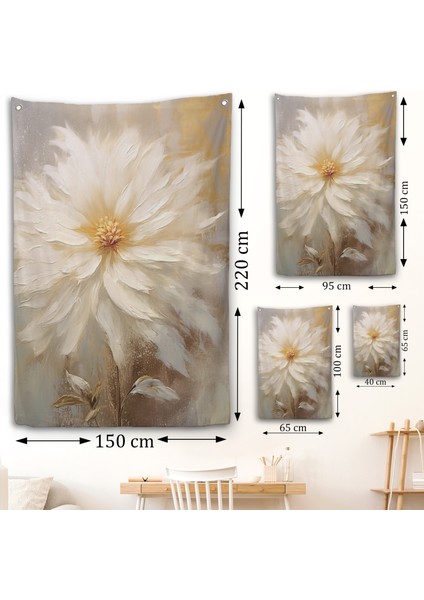 Yağlıboya Görünümlü Beyaz Çiçek Duvar ÖRTÜSÜ-7559 fırsatları