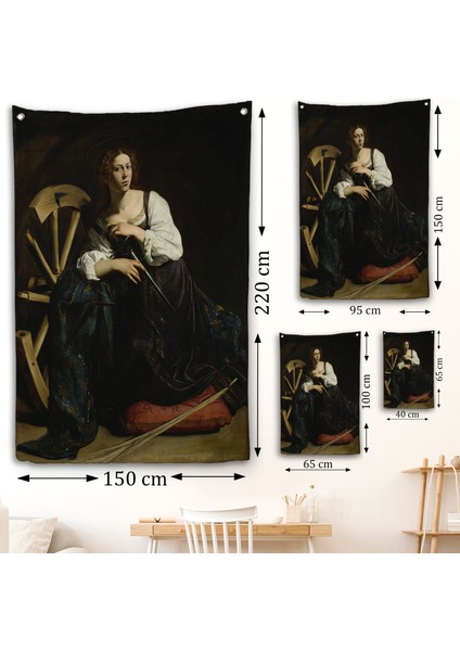 Caravaggio - Iskenderiyeli Aziz Catherine Duvar ÖRTÜSÜ-7386 fırsatları