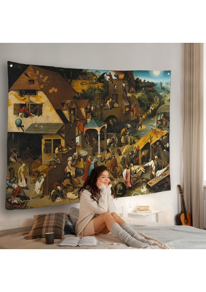 Yaşlı Pieter Brueghel - Hollanda Atasözleri Mavi Pelerin Duvar ÖRTÜSÜ-7267 fiyatları