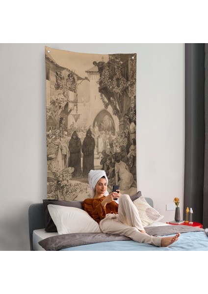 Alphonse Mucha - Imparator Lothair ve Masum Papa Duvar ÖRTÜSÜ-7342 fiyatları