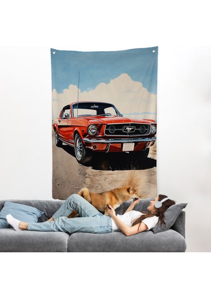 Kırmızı Mustang Duvar ÖRTÜSÜ-7971