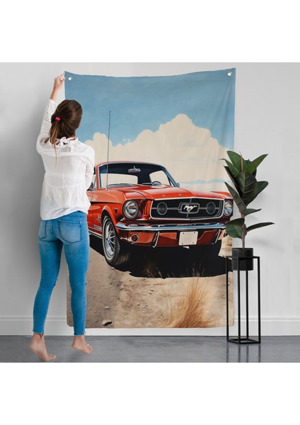 Kırmızı Mustang Duvar ÖRTÜSÜ-7971 modelleri