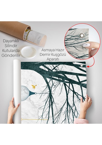 Geyikler ve Kafesteki Kuşlar Duvar ÖRTÜSÜ-7918 indirimleri