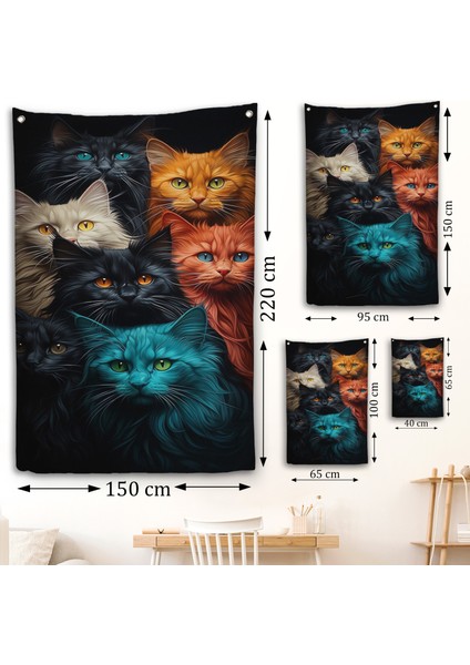 Sevimli Kediler Duvar ÖRTÜSÜ-7844 fırsatları