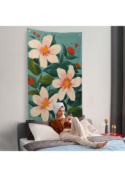Beyaz Çiçekler Duvar ÖRTÜSÜ-7592