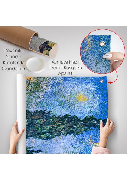 Vincent Van Gogh - Selvili ve Yıldızlı Yol Duvar Örtüsü - Road With Cypress And STAR-7443 indirimleri