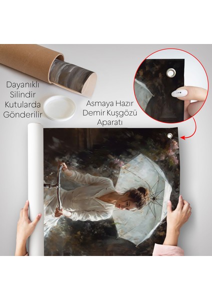 Şemsiye Ile Bisiklet Süren Güzel Kadın Duvar ÖRTÜSÜ-7860 indirimleri