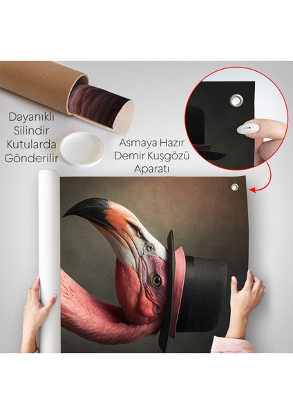 Şapkalı Pembe Filamingo Duvar ÖRTÜSÜ-7930 indirimleri