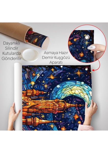 Modern Peri Masalı Kanaviçe Vitray Kale Duvar ÖRTÜSÜ-7983 indirimleri