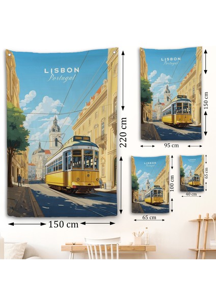 Portekiz Lizbon Sarı Tramvay Duvar ÖRTÜSÜ-7972