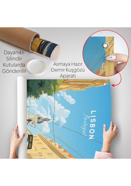 Portekiz Lizbon Sarı Tramvay Duvar ÖRTÜSÜ-7972