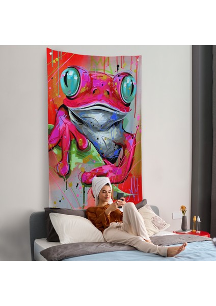 Sevimli Pembe Kurbağa Duvar ÖRTÜSÜ-7838 fiyatları