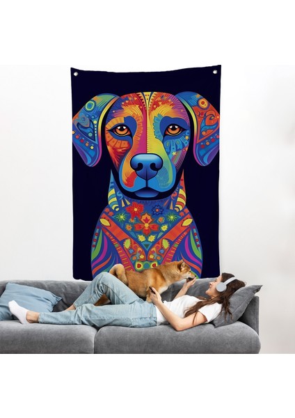 Mandala Renkli Köpek Duvar ÖRTÜSÜ-7545