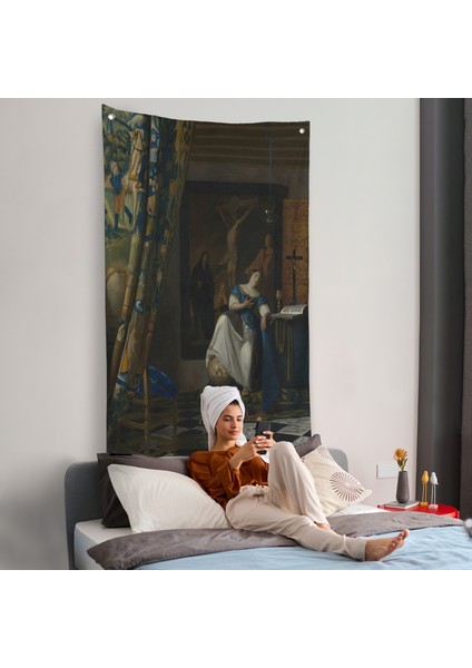Johannes Vermeer - Katolik Inancının Alegorisi Duvar Örtüsü- Allegory Of The Catholic FAITH-8057 fiyatları