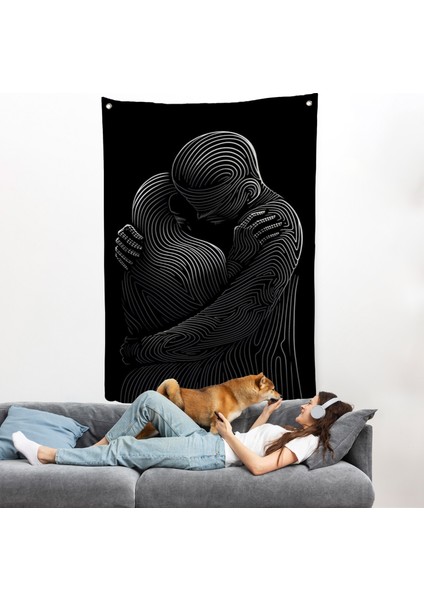 Linear Hug Sarılan Çift Duvar ÖRTÜSÜ-7819