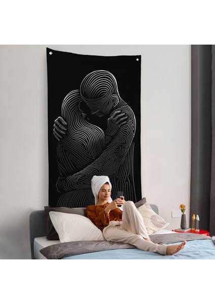 Linear Hug Sarılan Çift Duvar ÖRTÜSÜ-7819
