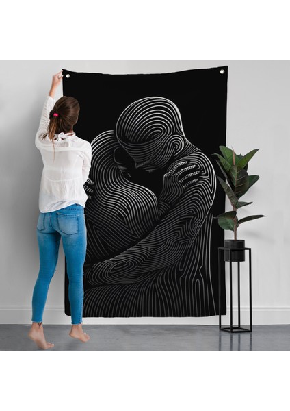 Linear Hug Sarılan Çift Duvar ÖRTÜSÜ-7819