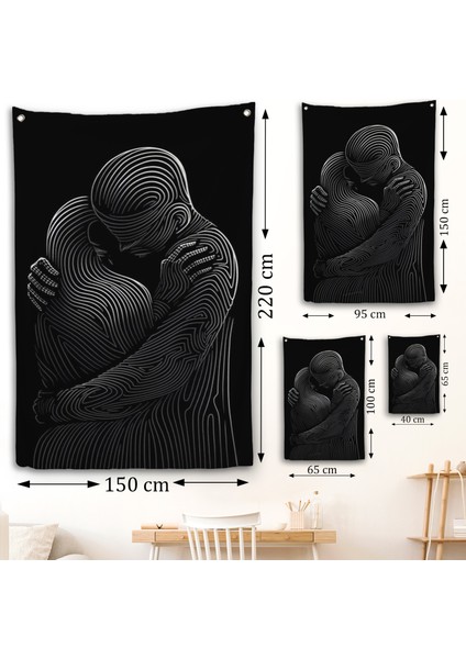 Linear Hug Sarılan Çift Duvar ÖRTÜSÜ-7819