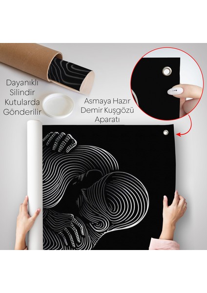 Linear Hug Sarılan Çift Duvar ÖRTÜSÜ-7819
