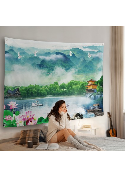 Göldeki Pelikanlar Manzara Duvar ÖRTÜSÜ-7198 fiyatları