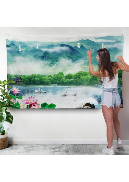 Göldeki Pelikanlar Manzara Duvar ÖRTÜSÜ-7198 modelleri