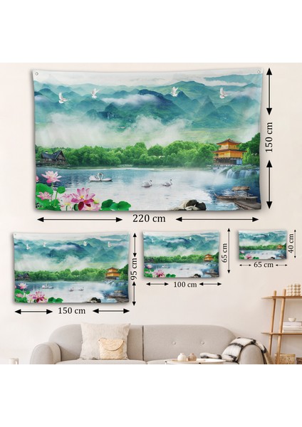 Göldeki Pelikanlar Manzara Duvar ÖRTÜSÜ-7198 fırsatları