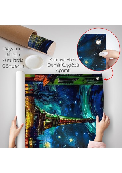 Paris Eyfel Kulesi Van Gogh Tarzı Yıldızlı Geceler Duvar ÖRTÜSÜ-7675 indirimleri