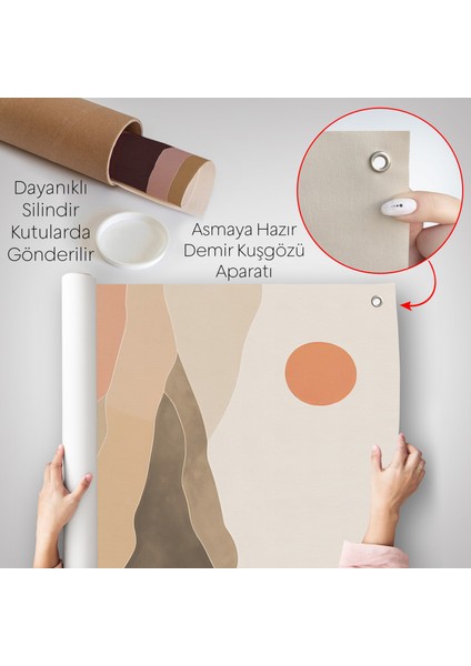 Dağların Üstündeki Soyut Güneş Manzarası Duvar ÖRTÜSÜ-7661