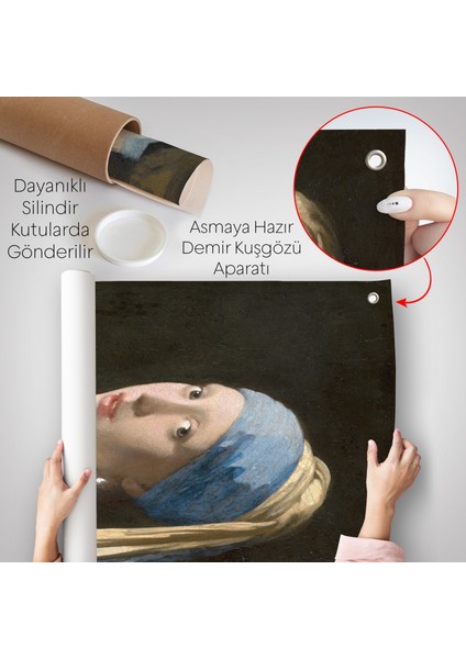Johannes Vermeer - Inci Küpeli Kız Duvar Örtüsü - Girl With A Pearl EARRING-7309