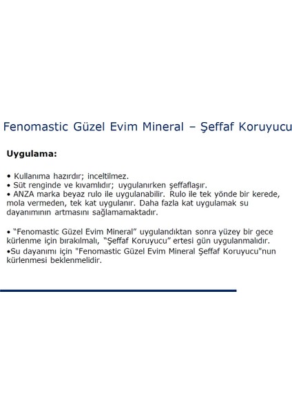 Fenomastic Güzel Evim Mineral Şeffaf Koruyucu 0,9 Lt