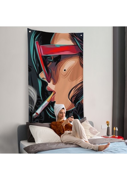 Sigara Içen Pop Art Kadın Duvar ÖRTÜSÜ-7929 fiyatları