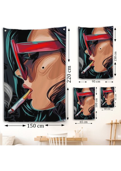 Sigara Içen Pop Art Kadın Duvar ÖRTÜSÜ-7929 fırsatları
