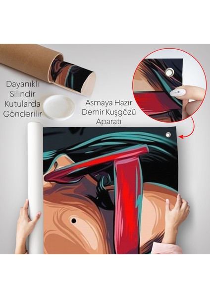 Sigara Içen Pop Art Kadın Duvar ÖRTÜSÜ-7929 indirimleri