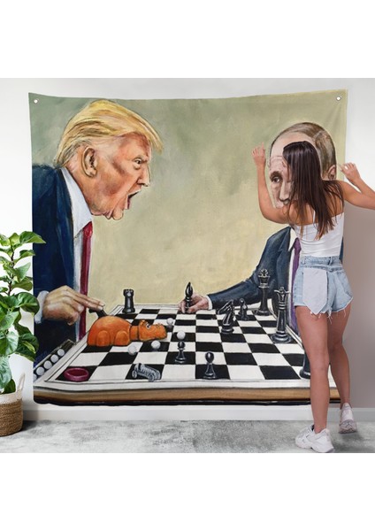Donald Trump - Vladimir Putin Santranç Oynarken Duvar ÖRTÜSÜ-8316 modelleri