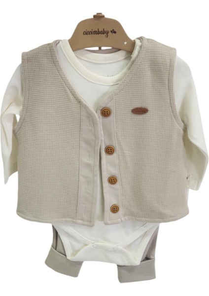Ciccim Baby 3lü Takım Yelekli Bear Hugs Toprak
